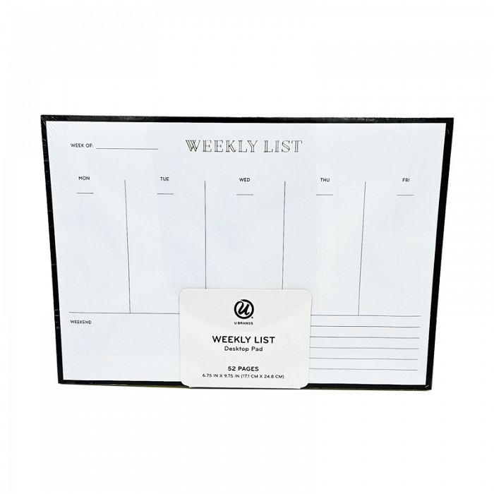 U Brands Weekly List Desktop Pad Calendar 52 Pages