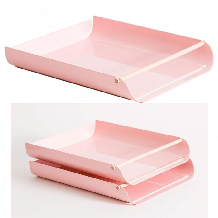 U Brands Designer Arc Power Pink Trendy Stackable Paper Tray 1Piece
