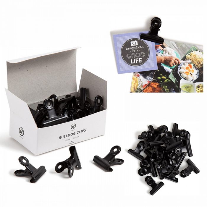 U Brands 20count Trendy Bulldog Clips Black Finish 1.25in
