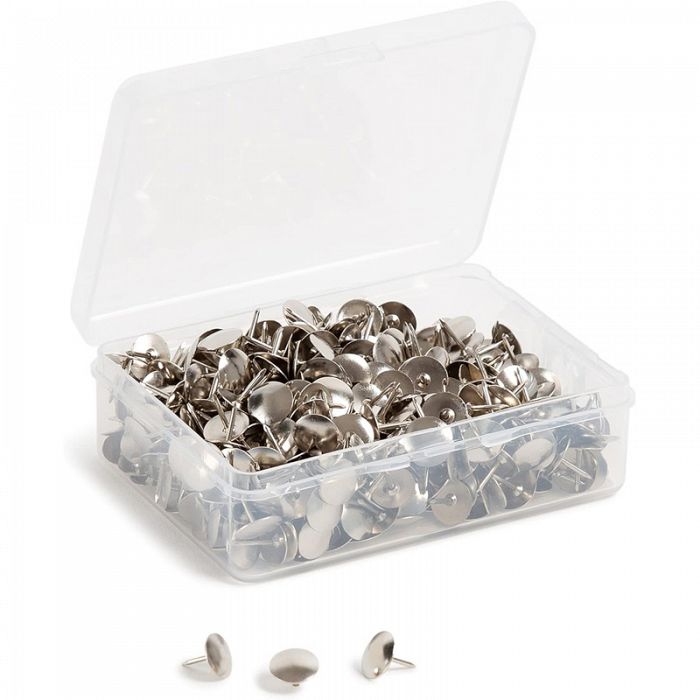 U Brands 500count Silver Thumb Tacks in Clear Plastic Storage