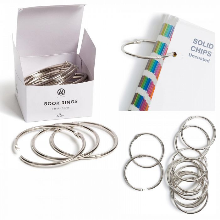 U Brands 12count 3inch Silver Book Rings Binder Accessories