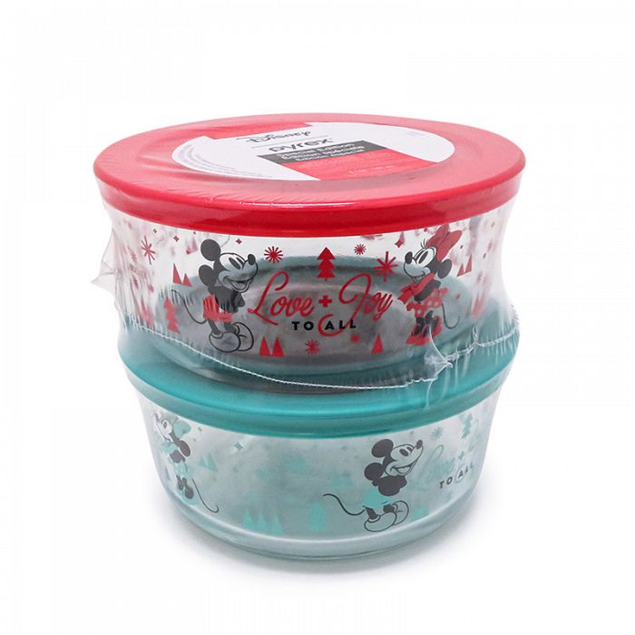 Special Edition 2Piece 946ml Food Storage Glass Disney Mickie Minnie Festive Design SHIPPING INCLUDED