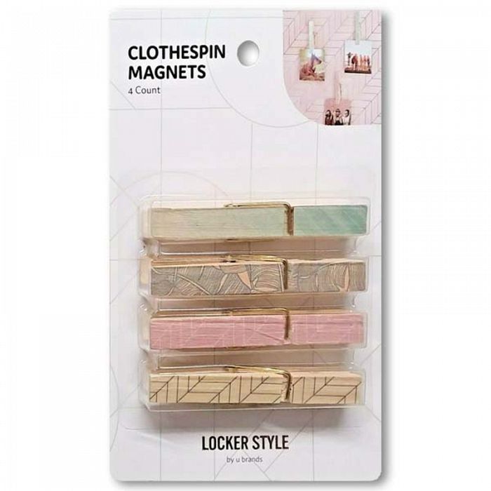 U Brands 4count Trendy Soft Pastel Clothespin Magnets