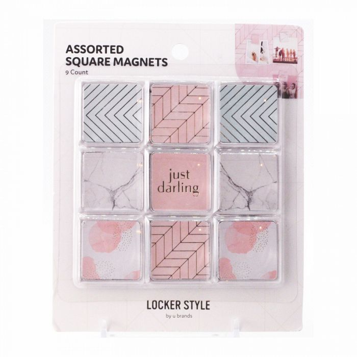 U Brands 9count Soft Pastels Assorted Trendy Square Magnets