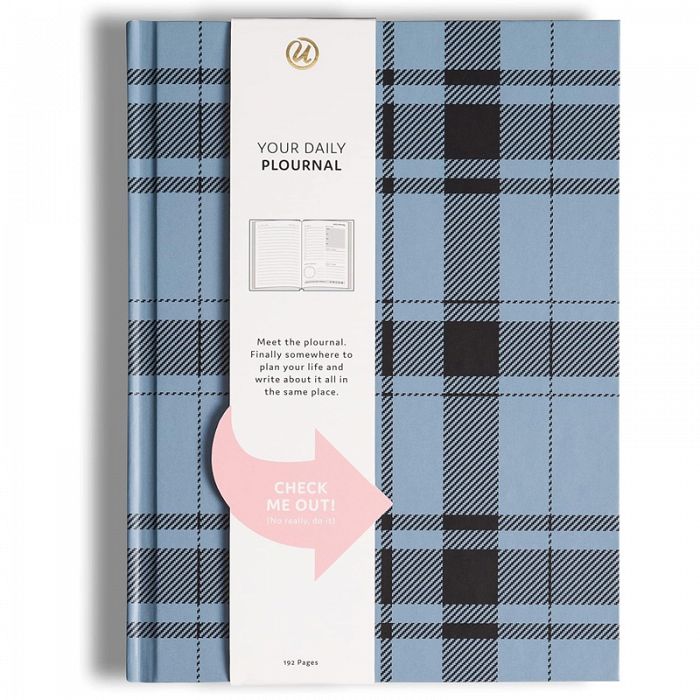 U Brands One Blue Plaid Daily Journal Hybrid Hardbound Planner Journal 96 sheets