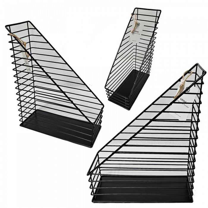 U Brands Vena Black Finish Metal Magazine Holder
