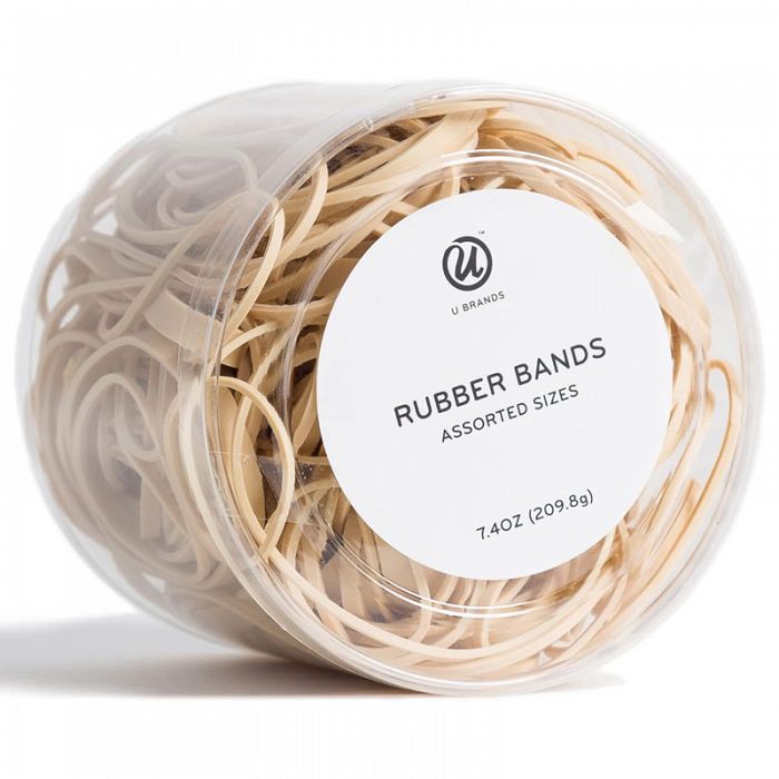 U Brands 600count Rubber Bands Assorted Sizes in a Tub