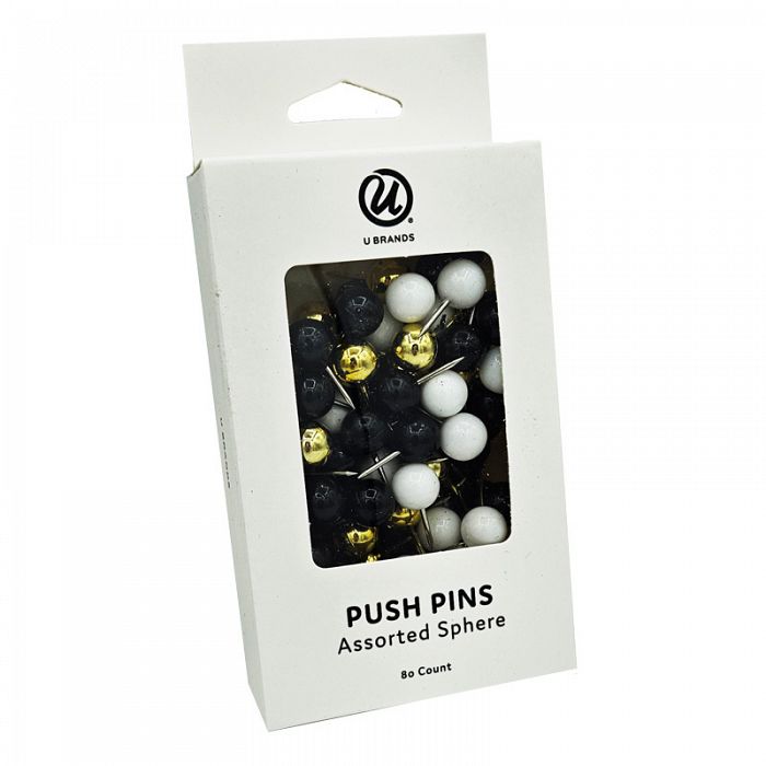 U Brands 80count Push Pins Sphere Shape