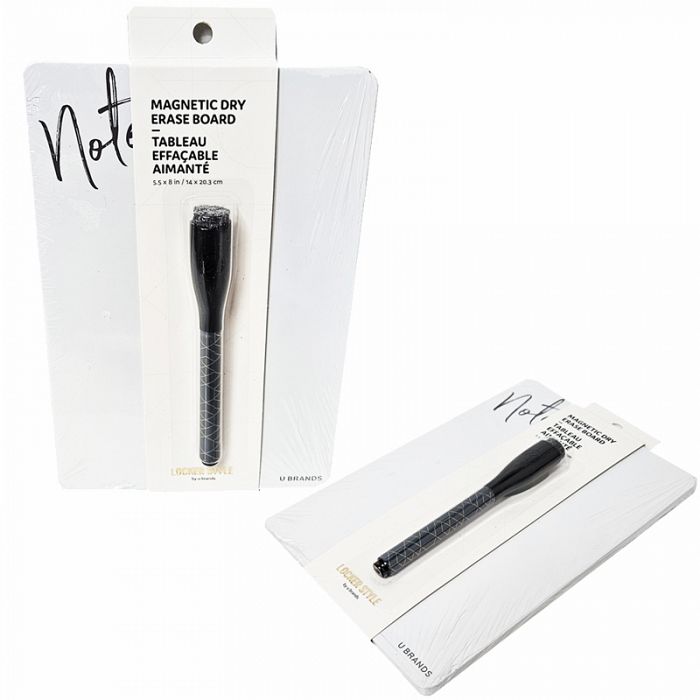 U Brands 2Piece Small Magnetic Locker Dry Erase Board with Dry Erase Marker 5.5