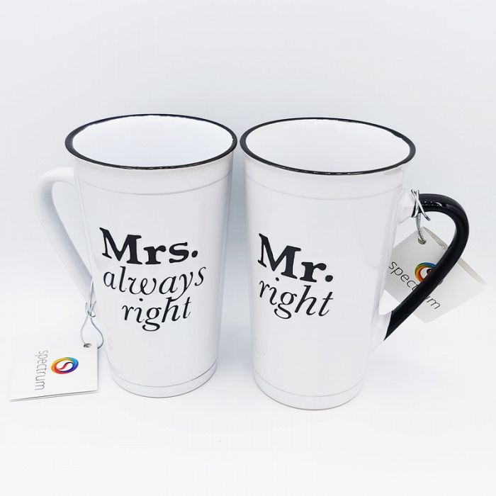 17oz Mr Right and Mrs Always Right 2Piece Latte Mug Set