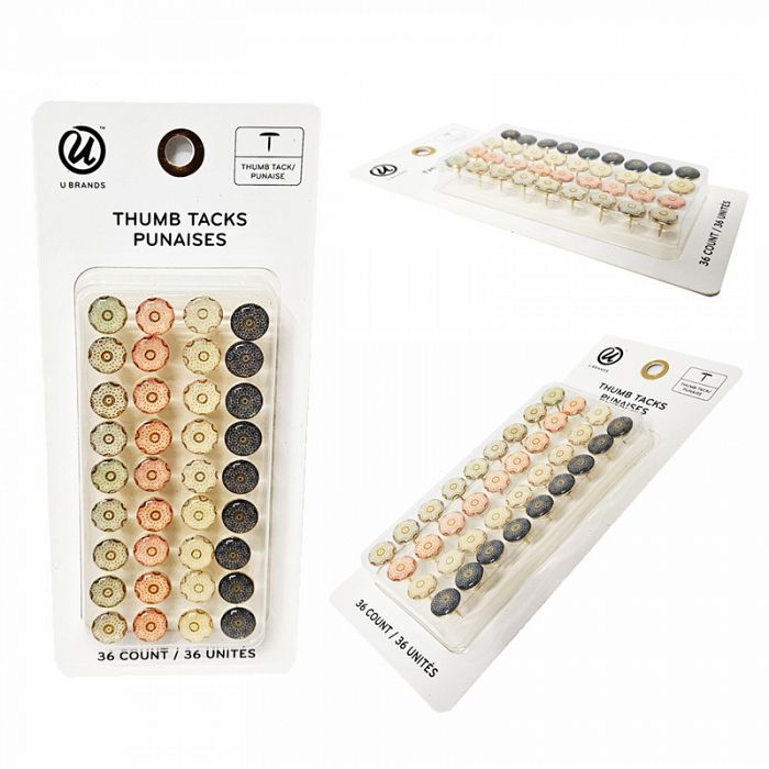 U Brands 36count Pastel Thumb Tacks Thumbtacks