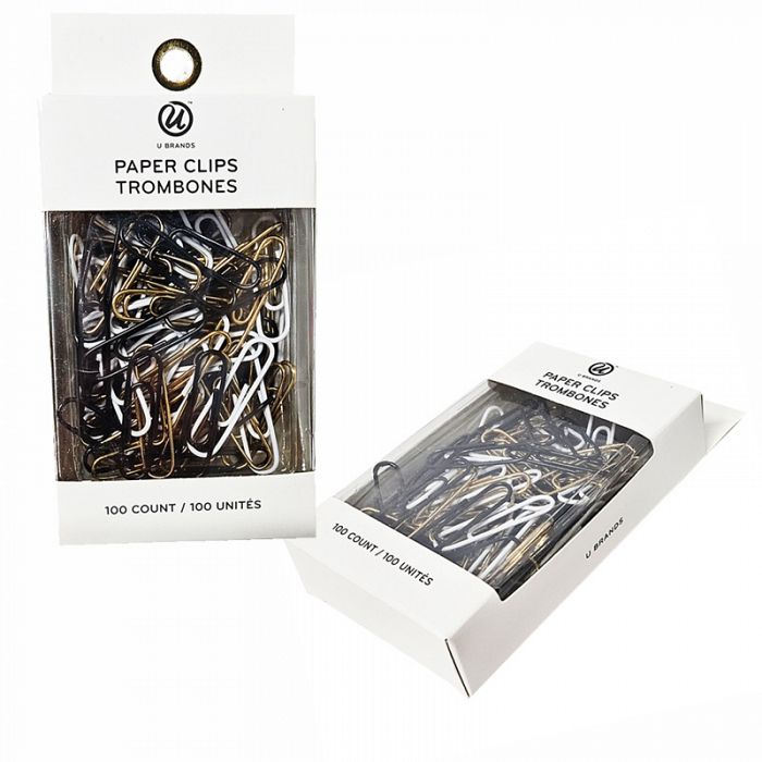 U Brands 100count Black Paper Clips in Retail Box