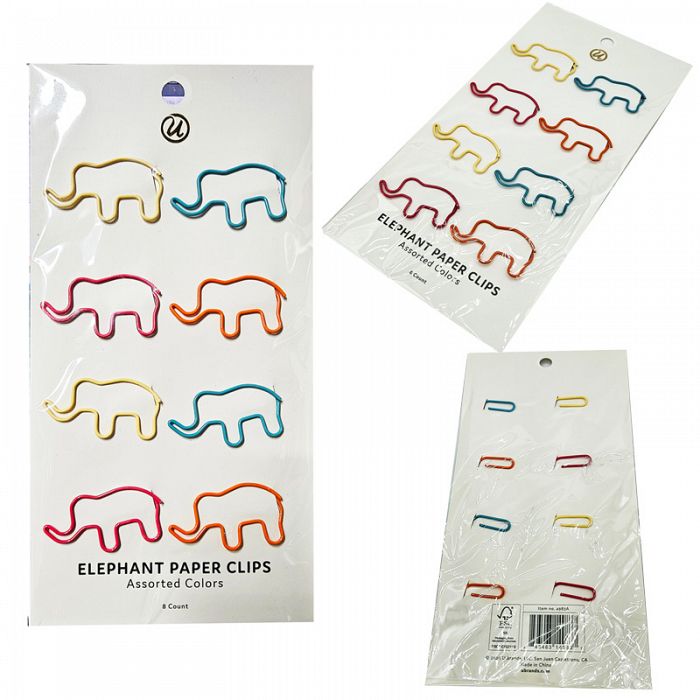 U Brands Assorted Color Elephant Shaped Paper Clips
