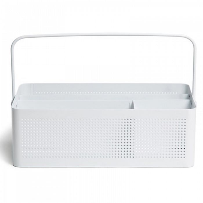 U Brands All in One Desktop Caddy Perforated White Heavy Metal Storage Cup