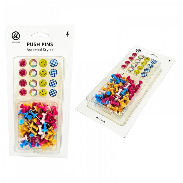 U Brands 100count Happy Horizons Push Pins