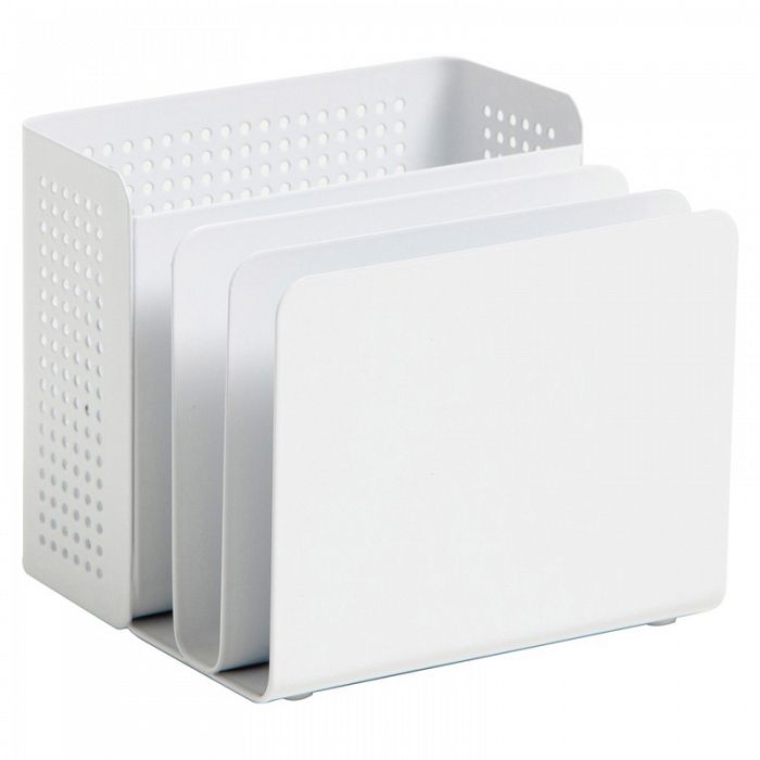 U Brands Modern Desk Organizer Perforated Sorter Cup White Heavy Metal