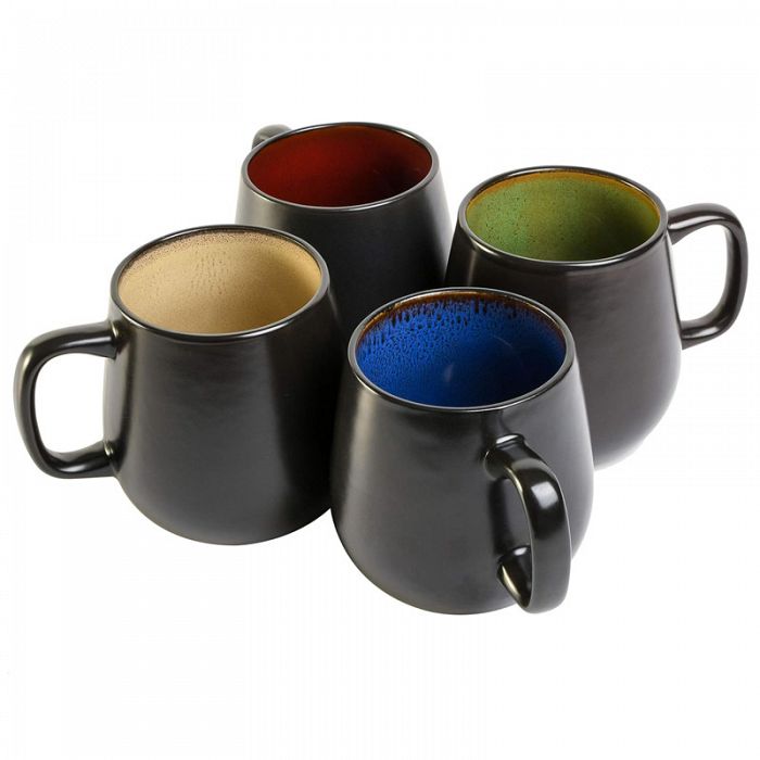 4Piece 21oz Ceramic Mug Set 4 Assorted Colors Soho Cafe