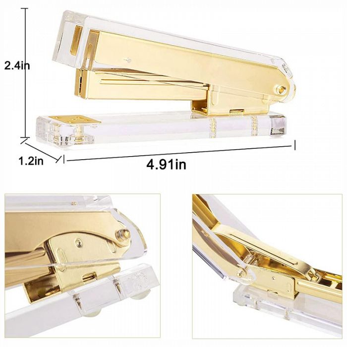 U Brands Acrylic and Gold Stapler Gold Finish