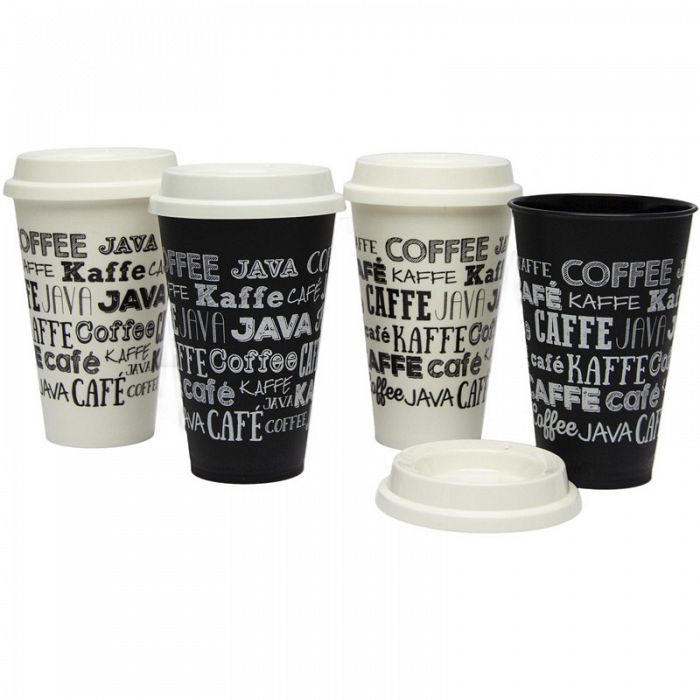 4Piece Java Coffee Reusable To-Go Cups