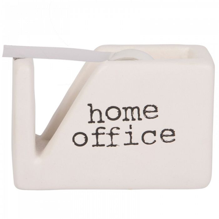 5.1"L Rustic White Ceramic Tape Dispenser HOME OFFICE 5.1" X 2" X 3.5"