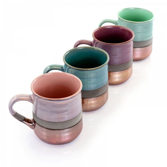 Copper Tonal 18oz Ceramic Mug Set of 4
