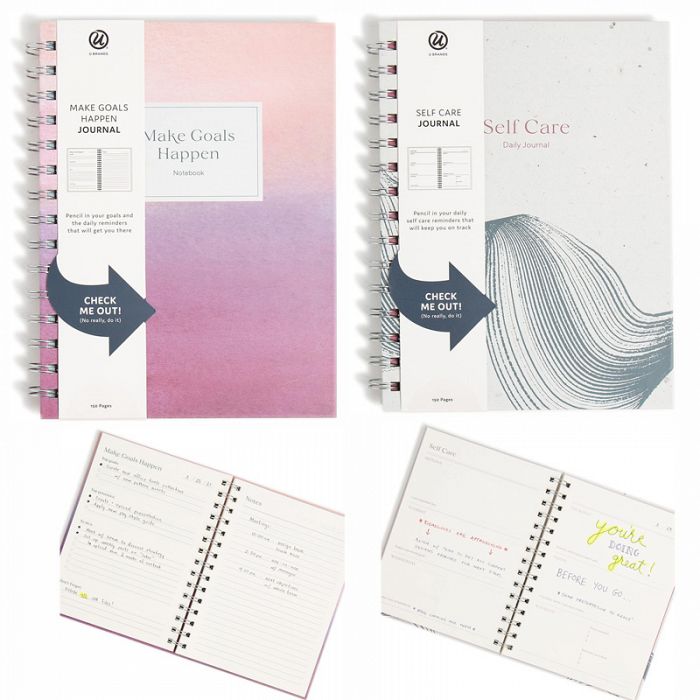 U Brands 2Pack Assorted Coastal Comfort Pink Task Journal and Wellness Self Care Journal