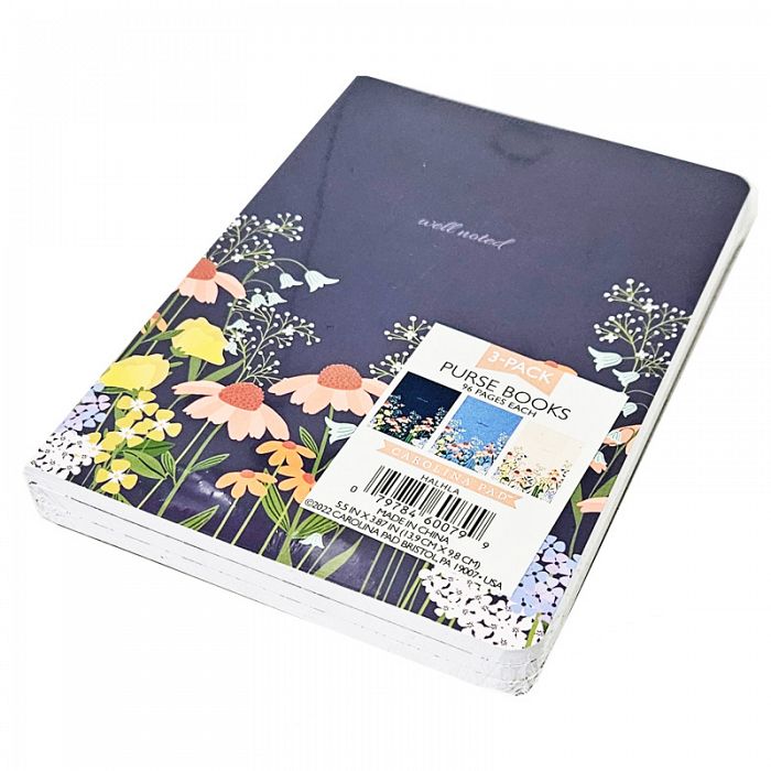 Set of 2 3Pack Purse Books Mini Notebooks 5.5in x 3.87in The Wildflowers by Carolina Pad