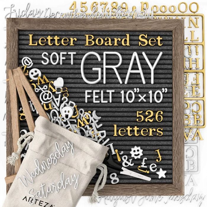 10in x 10in Letter Board with Soft Gray Felt in Giftbox