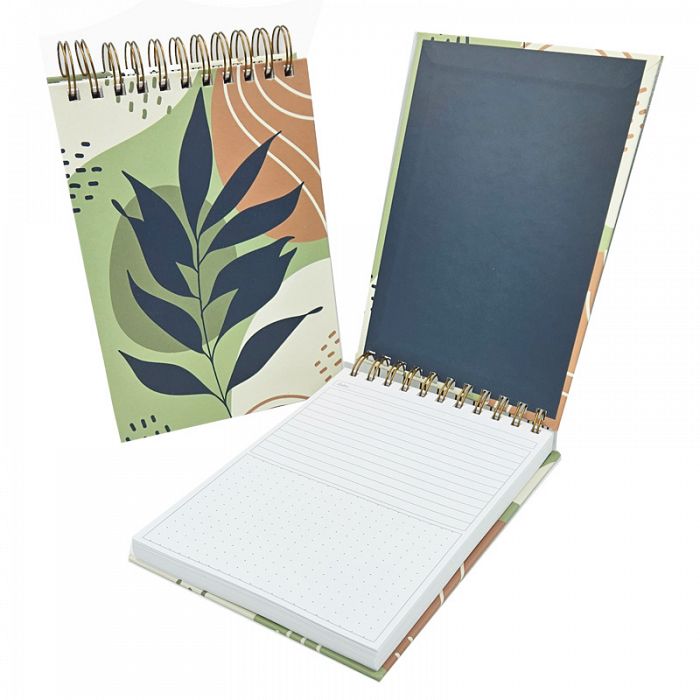 Leaves Gold Spiral Wire Bound with Hardboard Cover Large Flip Top Notebook