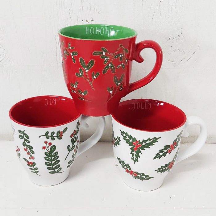 17oz Christmas Plant 6Piece Ceramic Mug Set