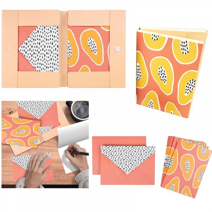 Set of 3 10count Bright Papaya Art Boxed Note Cards and All Occasion Greeting Card