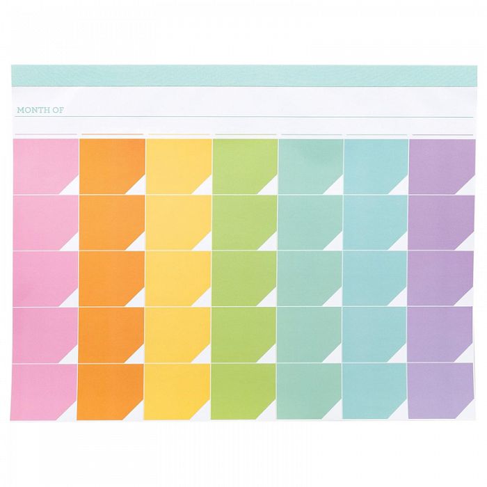 Set of 3 Bright Rainbow Colors Undated Monthly Desk Calendar Pad 14in x 11in