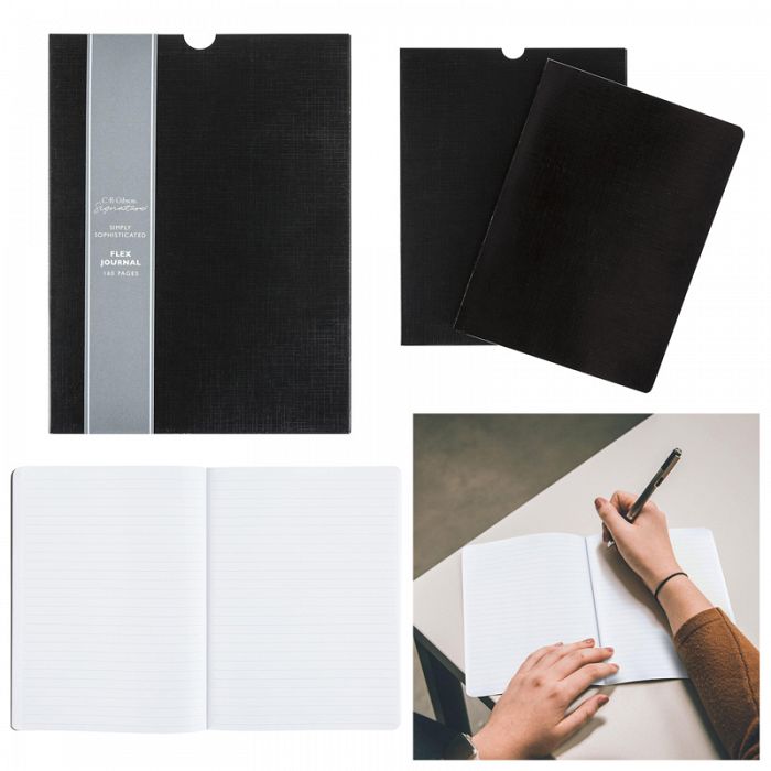 Set of 3 Black Simply Sophisticated Perfect Bound Business Professional Notebook and Work Journal