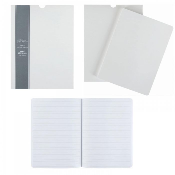 Set of 3 White Simply Sophisticated Perfect Bound Business Professional Notebook and Work Journal