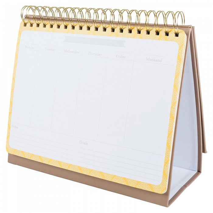 Stone Leatherette Texture Undated Weekly Easel Desk Calendar