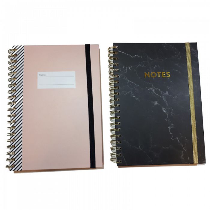Large Gray Marble Twin Wire Notebook Journal