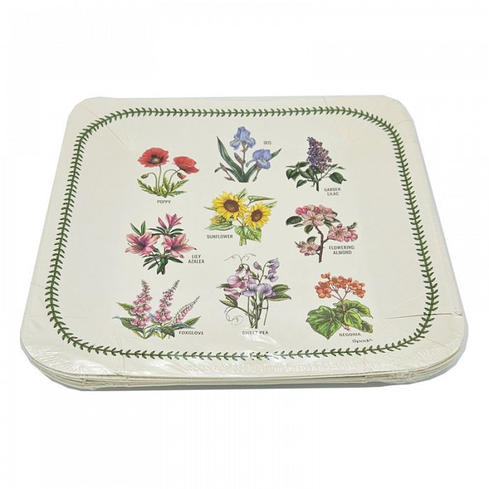 Set of 2 8count Coated Spode Garden Florals Disposable Paper Dinner Plates