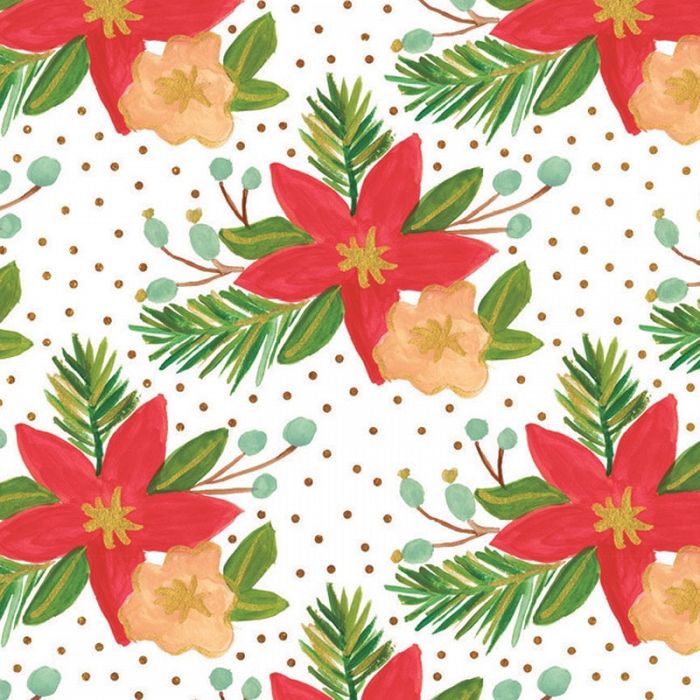 Super Thick Gift Wrap 3-sheet 3 Rolls - Holiday Poinsettia