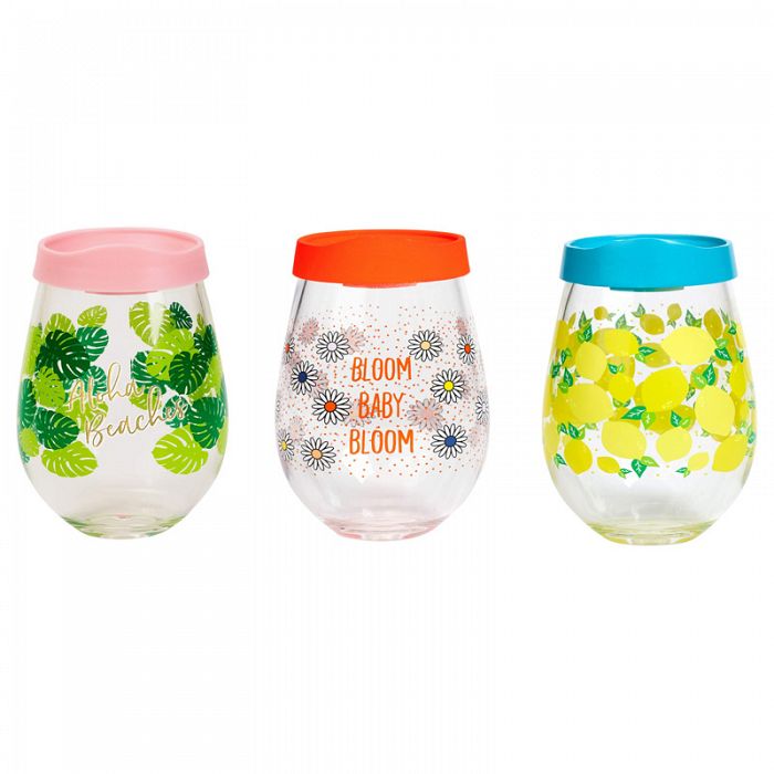 12oz 3Piece Acrylic Wine Cups Set with Lids