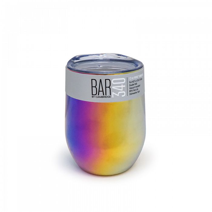 12oz Wine Tumbler with Lid Stainless Steel Rainbow Iridescent Finish SHIPPING INCLUDED