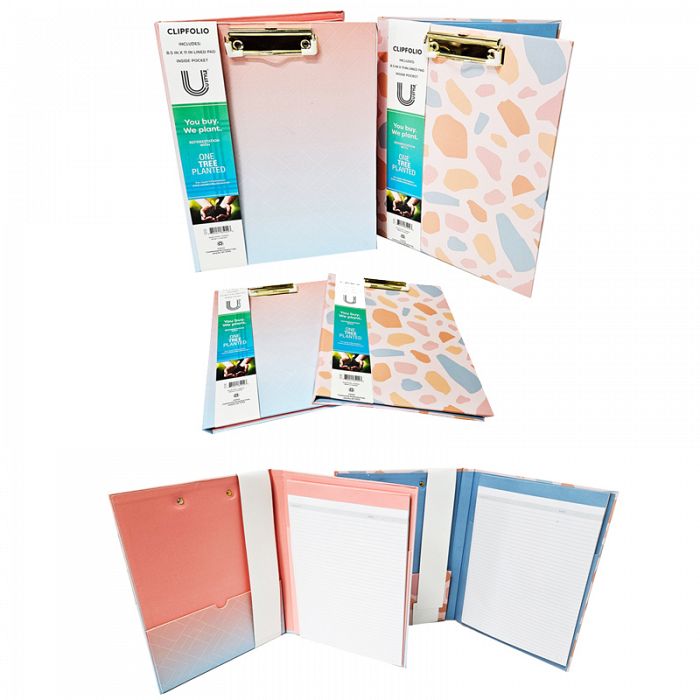 U Brands 2Pack Clipfolio with Writing Pad 2 Assorted. Your order consists of two assorted clipfolios.
