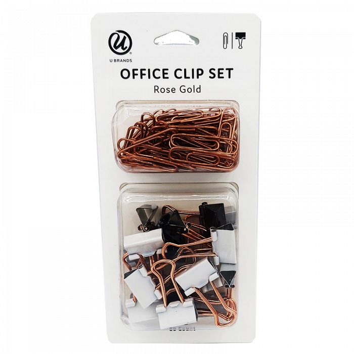 U Brands 80count Rose Gold Office Clip Set