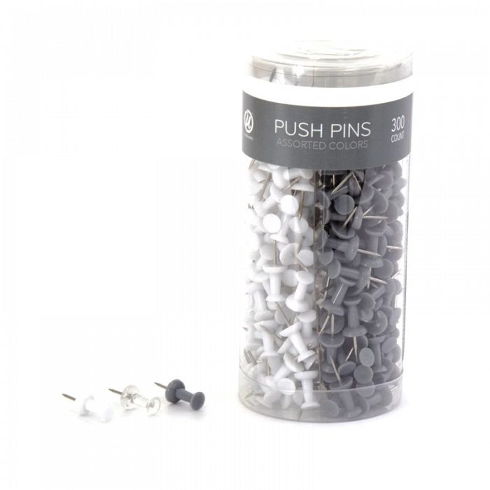 U Brands 300count Push Pins Black White And Gray Assortment