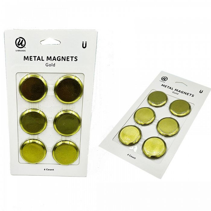 U Brands 6count Gold Metal Magnets