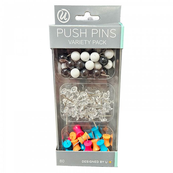 U Brands 80count Push Pins Variety Pack