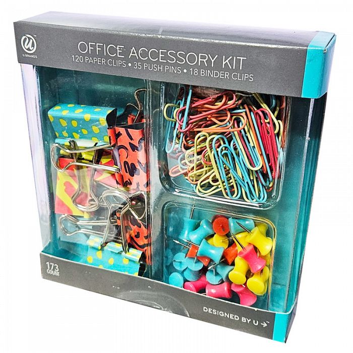 U Brands 173Piece Office Accessory Kit Assorted Clips And Pins Set