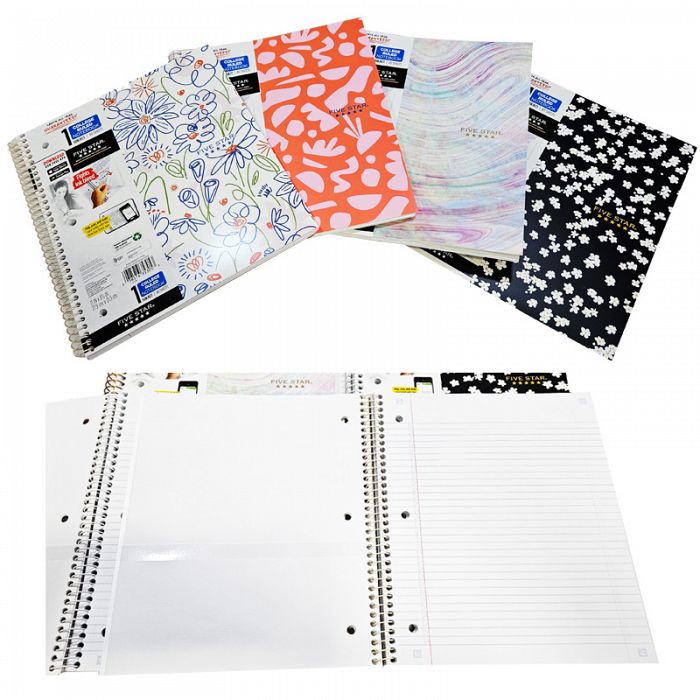Mead Five Star 4count 1-Subject Notebook College Ruled 80 Sheets with Digital Notetaking Study App Pages