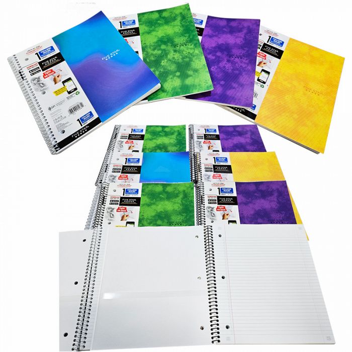 Mead Five Star 4count Assorted Cover Colors 1 Subject Notebook College Ruled 80 Sheets