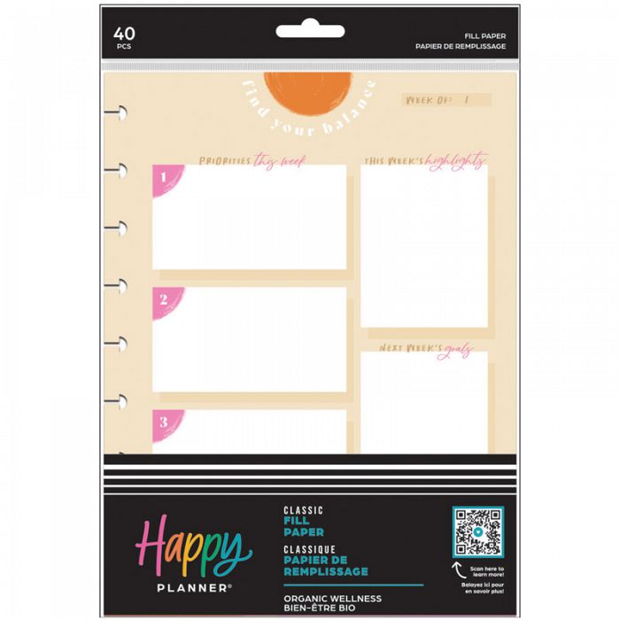 The Happy Planner Organic Wellness Classic Fill Paper