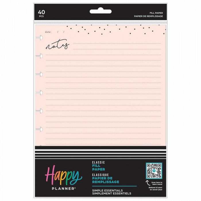 The Happy Planner Simple Essentials Classic Fill Paper (1 unit left in stock)